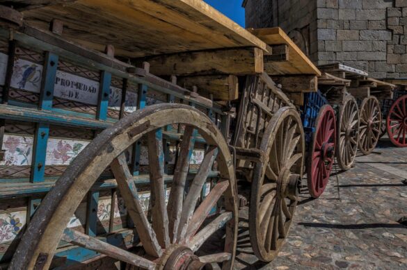 Carros de labranza para montar la plaza de toros de San Felices de los Gallegos